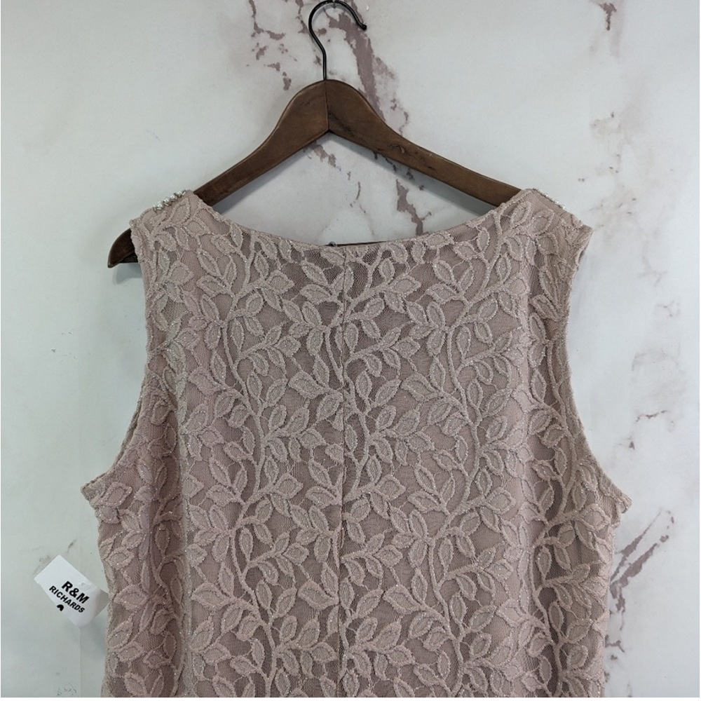 NWT R&M Richard’s Pant Set Women’s 16W Pink Lace Pearl Wide Leg Tank Formal Suit - Picture 6 of 14